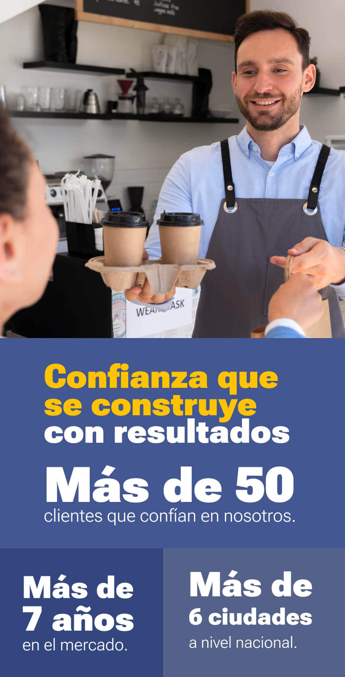 Banner de confianza y resultados